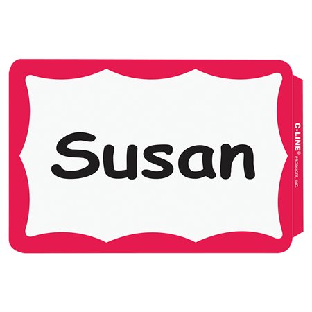 Name badge Self Adhesive 2-1 / 4 x 3-1 / 2 Red bordered