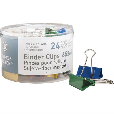 Binder Clips Assorted colours 1-1 / 4" (pkg 24)