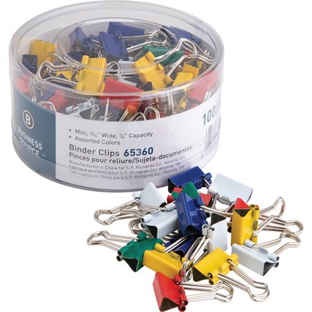 Binder Clips Assorted colours 9 / 16" (pkg 100)