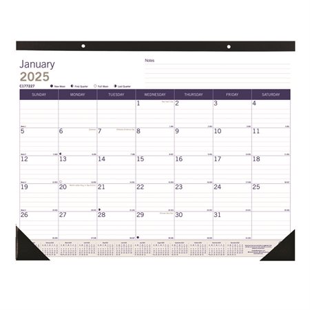 DuraGlobe Monthly Desk Pad Calendar (2025) English