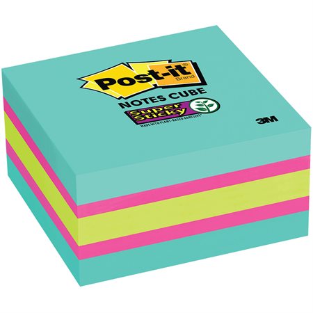 Post-it® Super Sticky Notes Cubes 3 x 3 in aqua, fushia, green