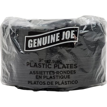 Round Plastic Plates Black 9 in.