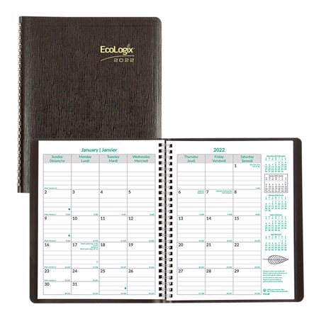 Agenda mensuel EcoLogix® (2024) bilingue - 8-7 / 8 x 7-1 / 8 po