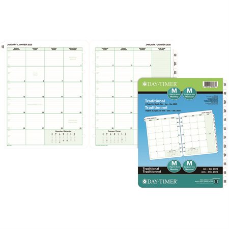 Folio Size Refills and Accessories (2025) Dated refills -bilingual 1 month / 2 pages