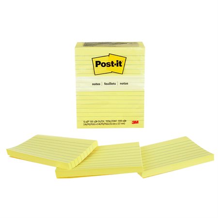 Feuillets autoadhésifs Post-it® Ligné 3 x 5 po. (12)