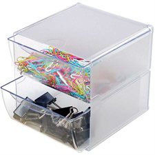 Cube de rangement empilable 2 tiroirs transparent