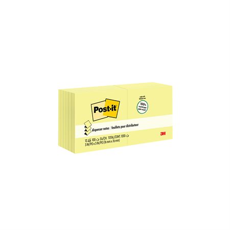 Feuillets éclair Post-it® plus écologiques jaune  (12)