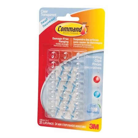 Pinces adhésives décoratives Command™ 20 crochets et 24 bandes