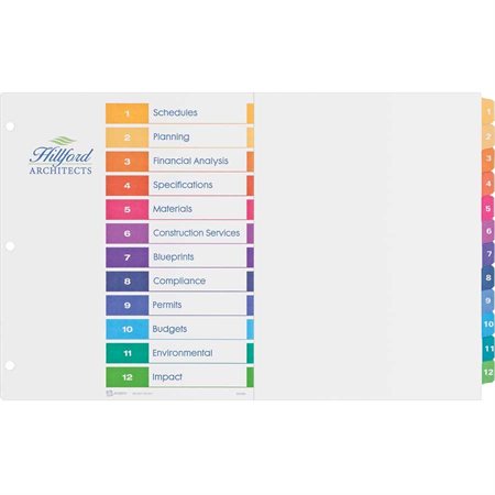 Intercalaires format tabloïd Ready Index® 12 onglets