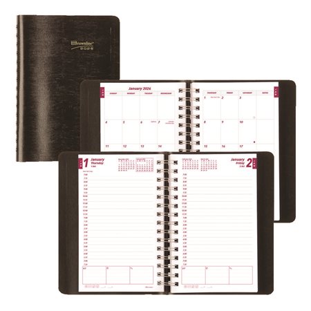Agenda quotidien (2026) Couverture souple reliure spirale noir