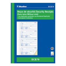 Security Receipts 200 receipts. 10-7/8 x 8 in. bilingual