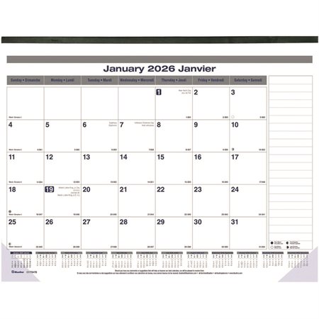 Calendrier sous-main mensuel Net Zero Carbon™ (2025)
