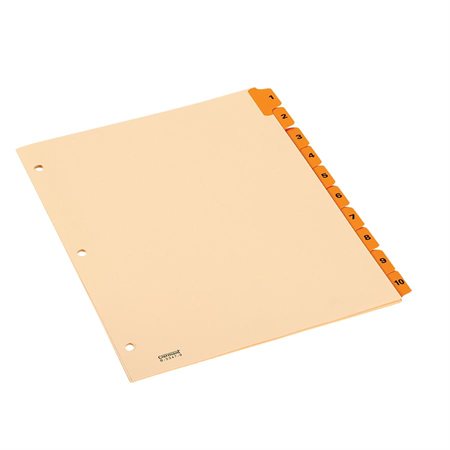 Buff Dividers Lettre size, 3-hole punched, 8-1 / 2 x 11". 1 to 10 FB-C-3347-9