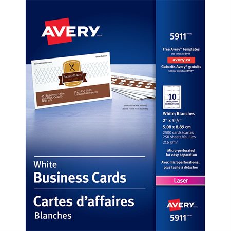 Cartes professionnelles Paquet de 2500 blanc