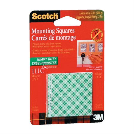 Ruban de montage Scotch® 16 carrés, 1” x 1”.