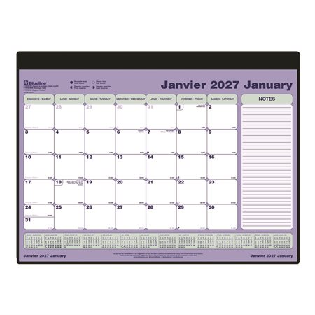 Calendrier sous-main mensuel (2026) Calendrier sous-main complet