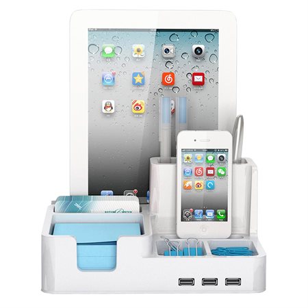 All-In-One Desk Organizer & Docking Station white