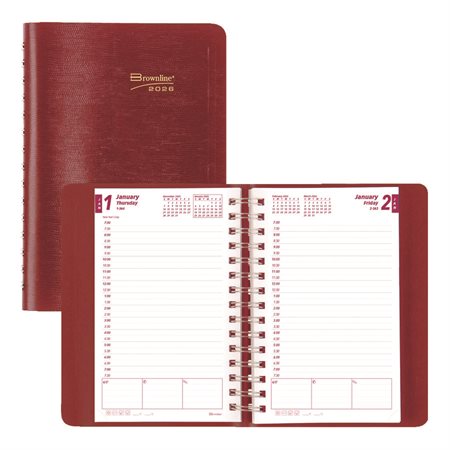 Daily Diary (2026) Spiral bound soft cover red