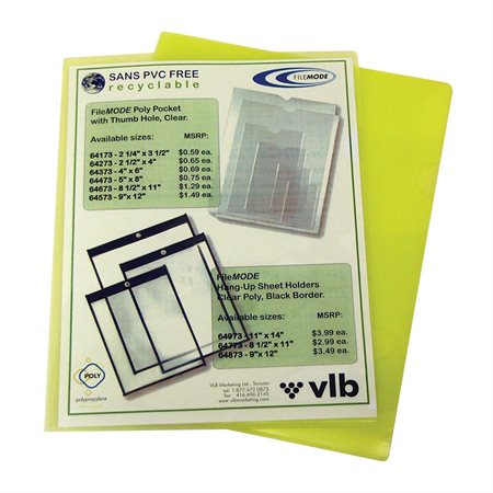 Protective File Pockets 12 x 9-5 / 8 in yellow