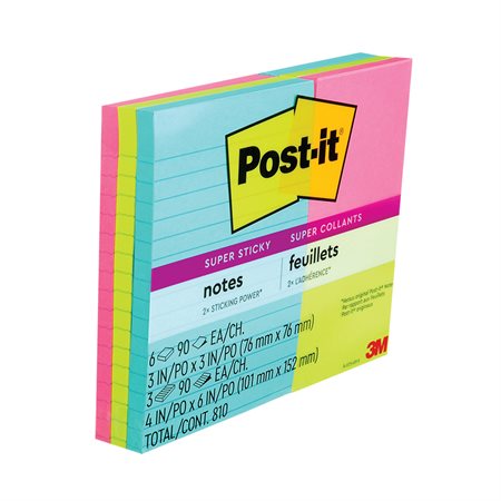 Post-it® Super Sticky Assorted Pack Supernova neons