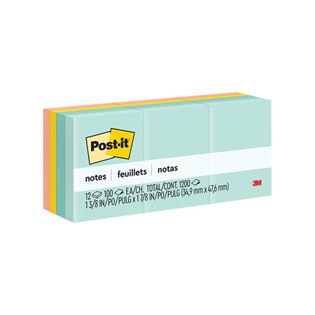 Post-it® Original Notes – Beachside Café 1-1 / 2 x 2 in. 100-sheet pad (pkg 12)