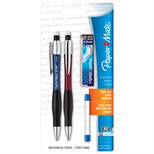 ComfortMate Ultra® Mechanical Pencils Package of 2. Includes 12 HB leads and 5 eraser refills. 0.5 mm