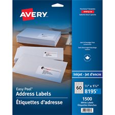 Étiquettes d'adresse blanches Easy Peel® Paquet de 25 feuilles 2/3 x 1-3/4" (1500)