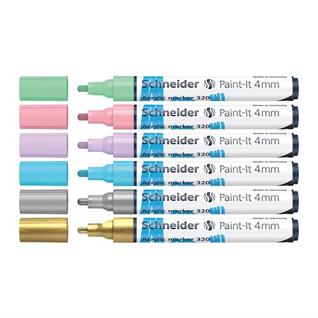 Paint-It 320 Acrylic Marker gold, silver, pastel blue, pastel purple, pastel pink, pastel green