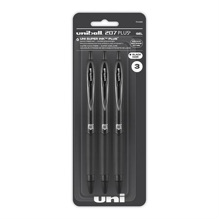 207 Plus Retractable Gel Pen Pack of 3 black