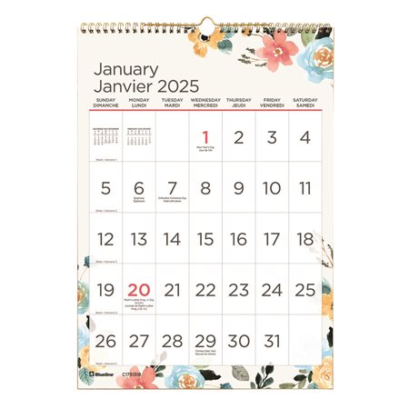 Large Print Monthly Wall Calendar (2025) 12 x 17 in.