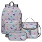 Backpack-Lunchbox-Pencil Case Kit grey butterflies