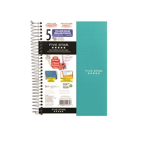 Five Star® Spiral Notebook 5 subjects, 300 ruled pages.