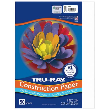 WHITE CONST.PAPER  9"X12" (50)