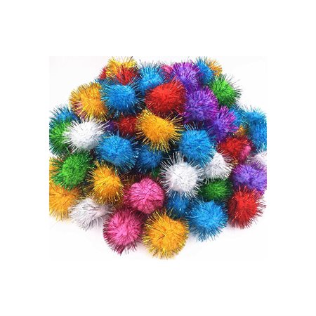 POM POMS ASS.COLOURS GLITTER1.5" (12)