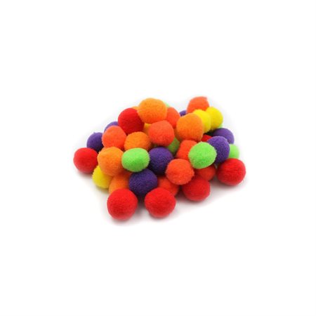 24 MM 1IN POMPOMS ASS.COL.HOT (100)