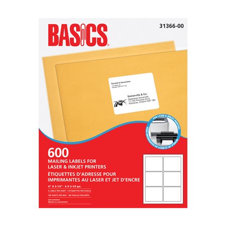 MAILING LABEL 4X3-1 / 3 WH