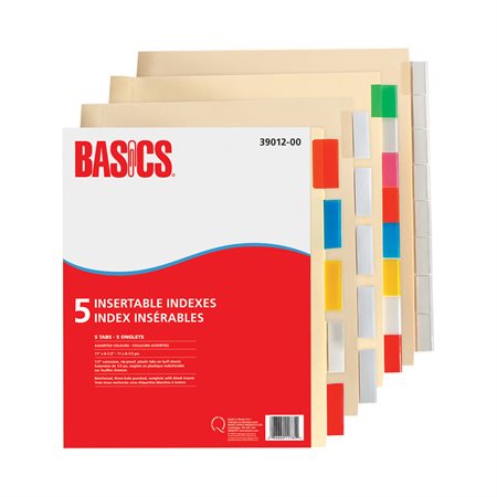 Insertable Indexes Assorted Colours 5 Tabs