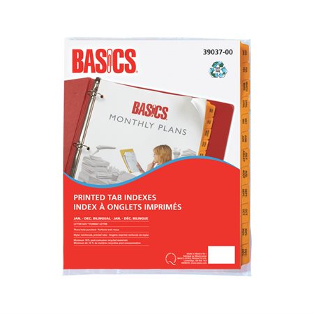 Printed Tab Indexes Jan-Dec Bilingual Letter
