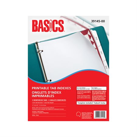 Onglets d'index imprimables pour Laser