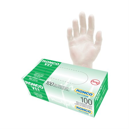 VE1 Examination Vinyl Gloves Large Clear