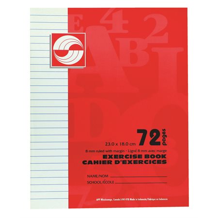 CAHIER 9X7 72P LIGNE ROUGE