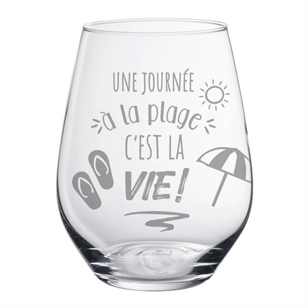 Stemless wine glass "Une journée à la plage, c'est la vie"