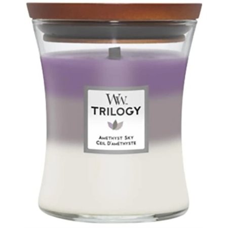 Chandelle WoodWick parfumée moyenne Trilogy "Amethyst Sky"